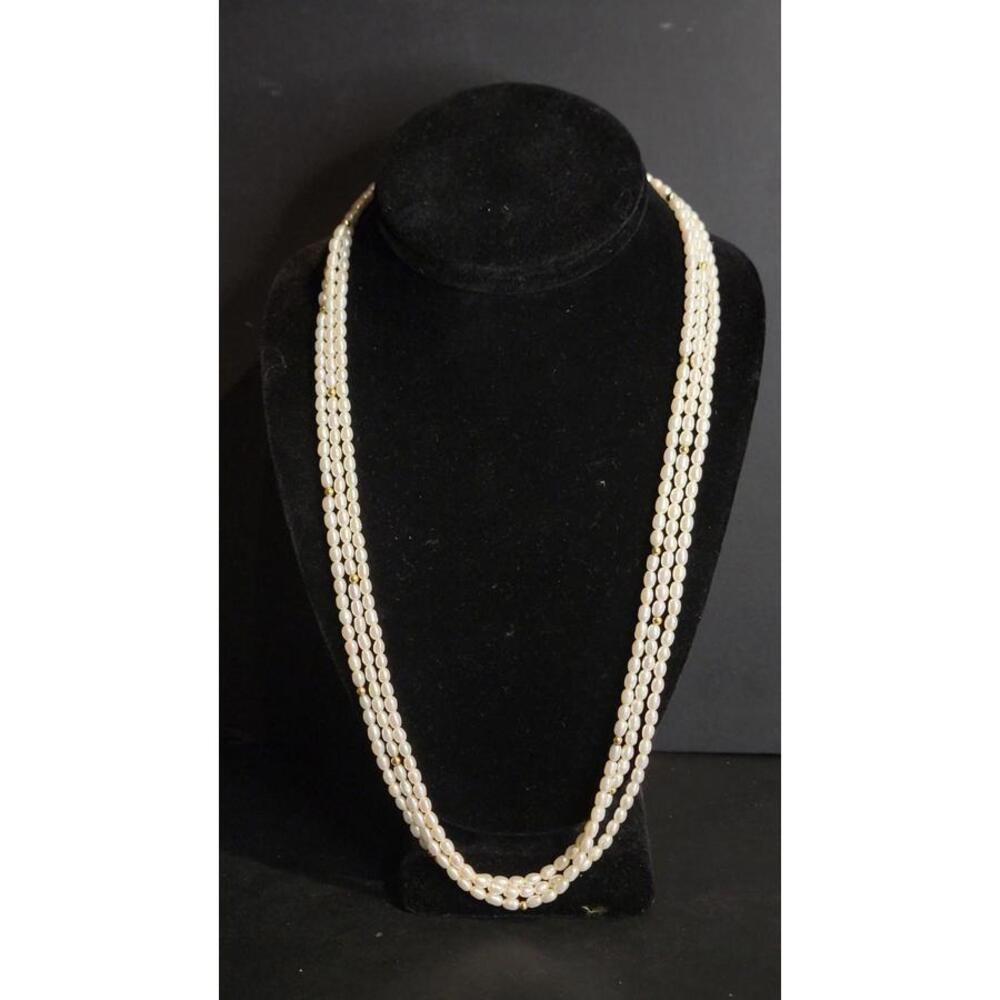 Multistrand of Cultured Pearl Necklace 24" long 14kt clasp